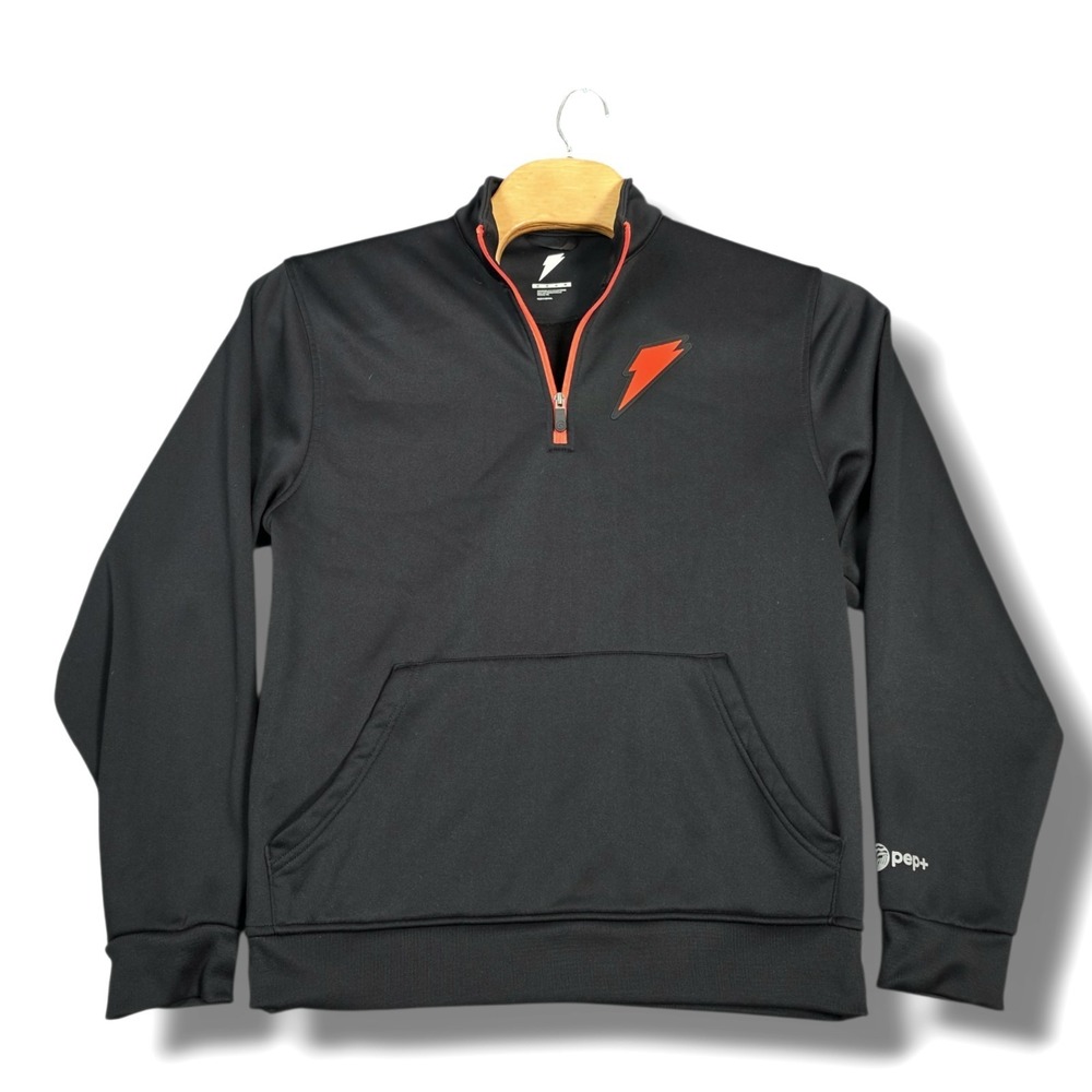 Gatorade Pep+ Mens Medium Black Quarter Zip Pullover Sweatshirt Top Activewear